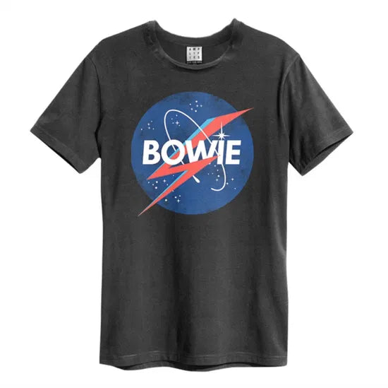 David Bowie - The Moon Amplified Vintage Charcoal Small - T Shirt